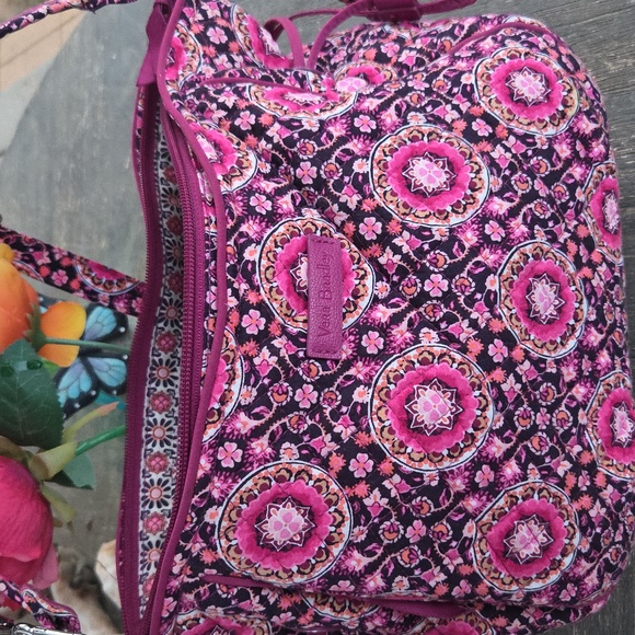 Vera Bradley Raspberry Medallion Glenna Hobo Cotton Satchel Shoulder Bag - Picture 5 of 15